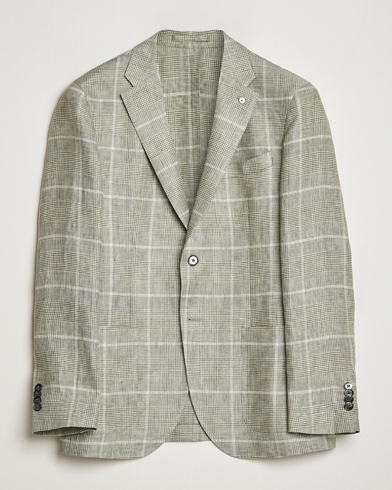 Herre | Blazere & jakker | L.B.M. 1911 | Jack Regular Fit Prince of Wales Linen Blazer Green