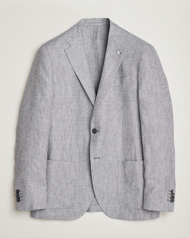 Herre | Hørblazer | L.B.M. 1911 | Jack Regular Fit Houndstooth Linen Blazer Grey