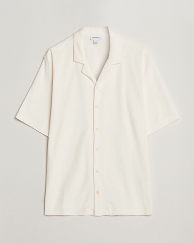 Herre | Kortærmede skjorter | Sunspel | Towelling Camp Collar Shirt Archive White