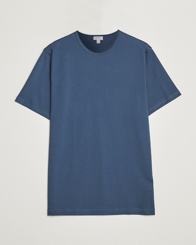 Herre | T-Shirts | Sunspel | Crew Neck Cotton Tee Shale Blue