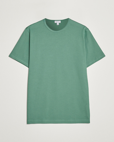 Herre | Kortærmede t-shirts | Sunspel | Crew Neck Cotton Tee Thyme
