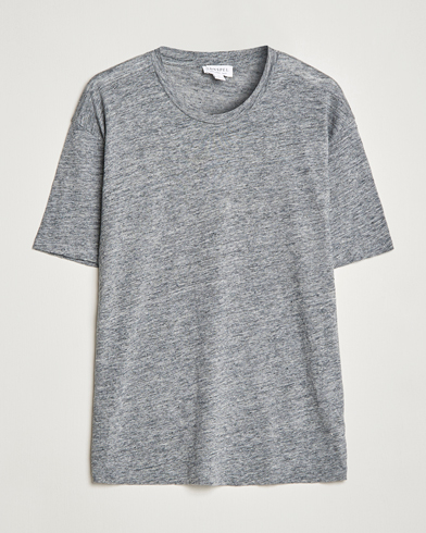 Herre |  | Sunspel | Linen T-Shirt Mid Grey Melange