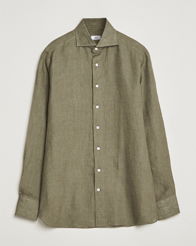 Herre | Afdelinger  | 100Hands | Signature Linen Cut Away Shirt Green