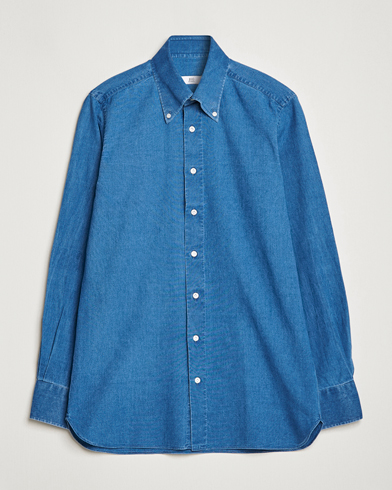 Herre | Denimskjorter | 100Hands | Japanese Denim Bata Wash Shirt Blue