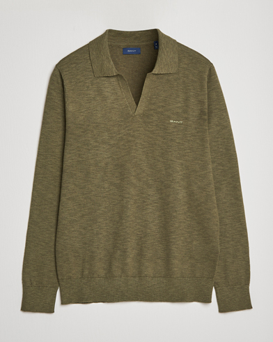 Herre | Strikkede polotrøjer | GANT | Cotton/Linen Knitted Polo Racing Green