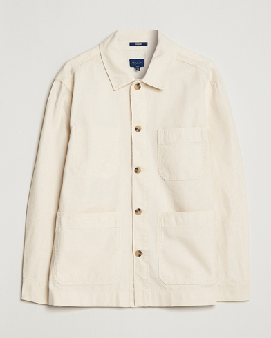 Herre | Shirt Jackets | GANT | Garment Dyed Cotton/Linen Overshirt Ecru