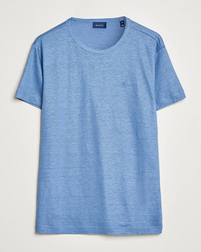 Herre |  | GANT | Cotton/Linen Crew Neck T-Shirt Salty Sea Blue