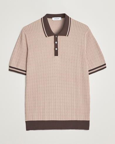 Herre |  | Gran Sasso | Cable Knitted Contrast Polo Beige