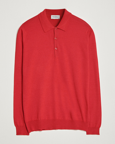 Herre | Strikkede polotrøjer | John Smedley | Belper Wool/Cotton Polo Pullover Ruby
