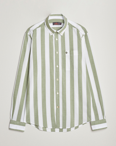 Herre | Morris | Morris | Cotton Blockstripe Button Down Shirt Green/White