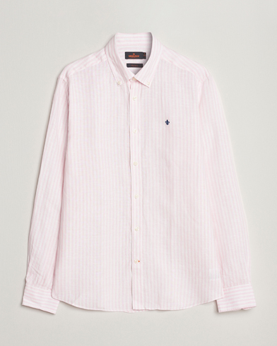 Herre | Hørskjorter | Morris | Douglas Linen Button Down Striped Shirt Pink/White