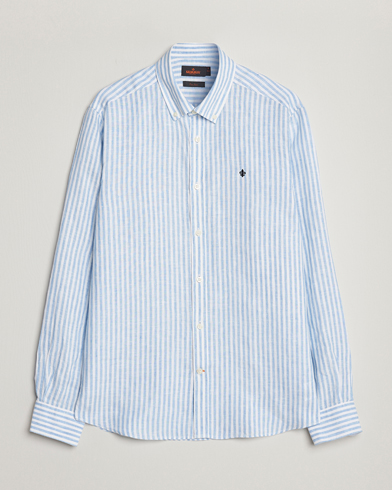 Herre | Hørskjorter | Morris | Douglas Linen Button Down Striped Shirt Blue/White