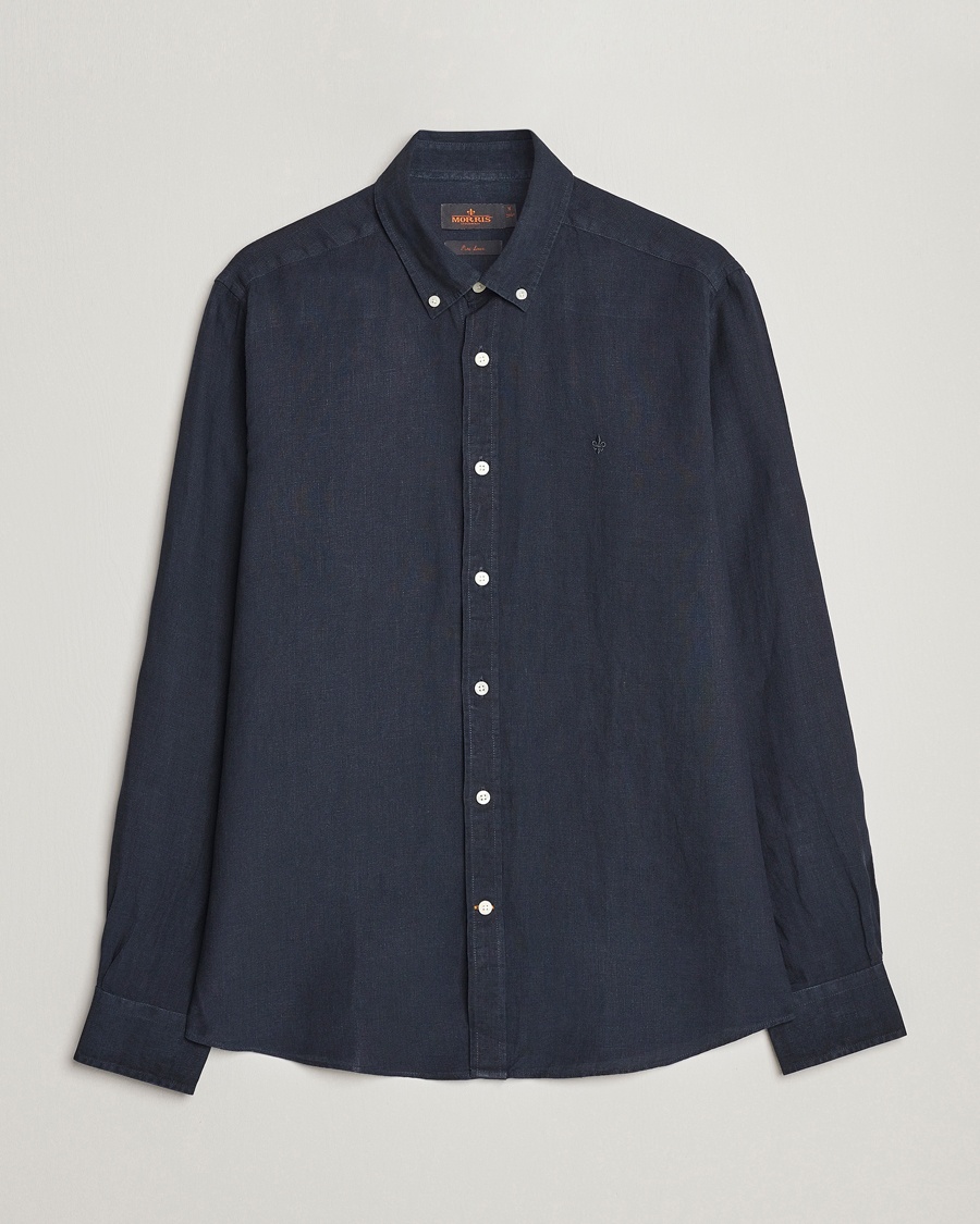  Douglas Linen Button Down Shirt Navy