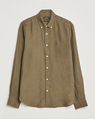 Herre | Morris | Morris | Douglas Linen Button Down Shirt Dark Green
