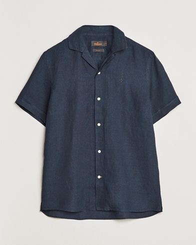 Herre | Preppy Authentic | Morris | Douglas Linen Short Sleeve Shirt Navy