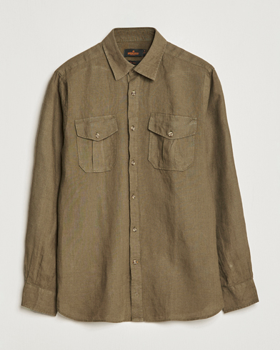 Herre | Hørskjorter | Morris | Safari Linen Shirt Dark Green