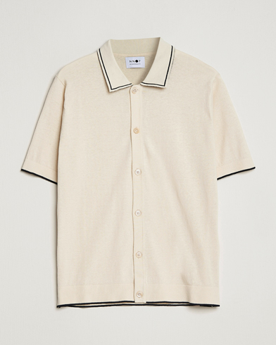 Herre | Wardrobe basics | NN07 | Nolan Knitted Short Sleeve Shirt Ecru