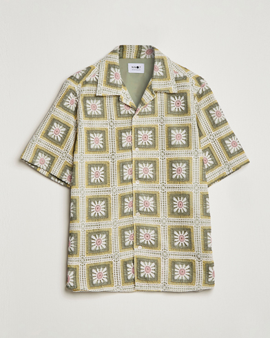 Herre | Wardrobe basics | NN07 | Julio Flower Short Sleeve Shirt Pale Green