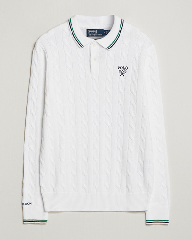 Herre | Strikkede polotrøjer | Polo Ralph Lauren | Cotton Cable Knitted Polo Ceramic White