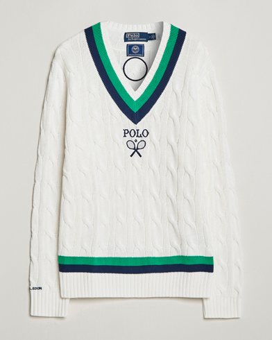 Herre |  | Polo Ralph Lauren | Knitted V-Neck Cricket Sweater Ceramic White