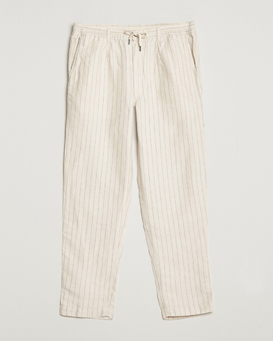 Herre | Drawstringbukser  | Polo Ralph Lauren | Prepster Linen/Tencel Pinstripe Trousers Andover Cream