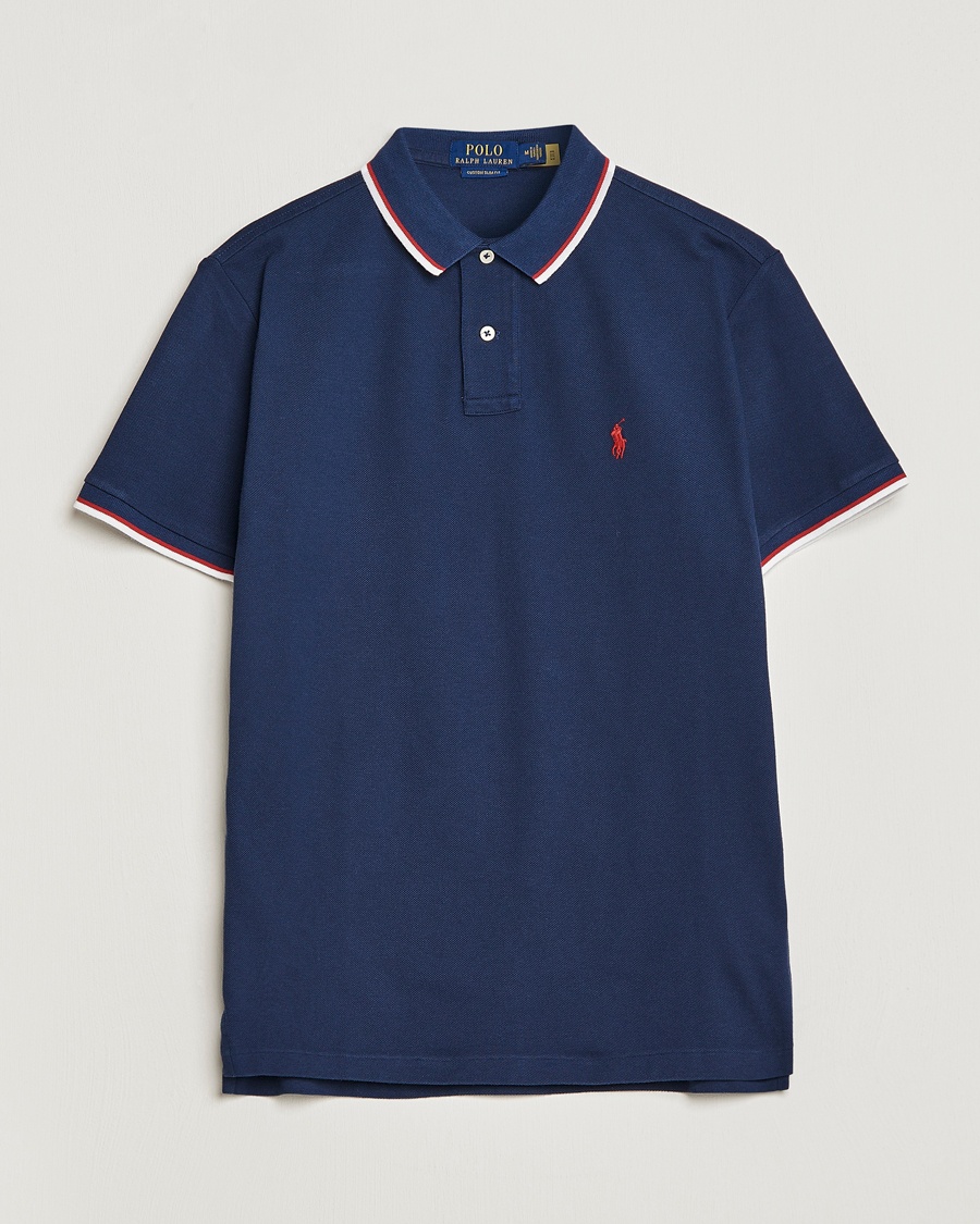  Polo Ralph Lauren Custom Slim Fit Tipped Polo Newport Navy – Blå