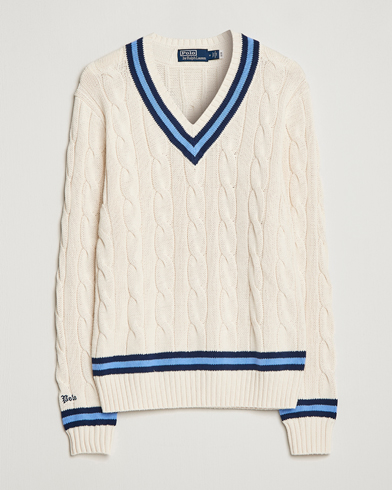 Herre | Strikkede trøjer | Polo Ralph Lauren | Cricket V-Neck Knitted Sweater Cream