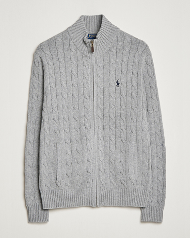 Herre | Full-zip | Polo Ralph Lauren | Cable Knitted Full-Zip Fawn Grey Heather