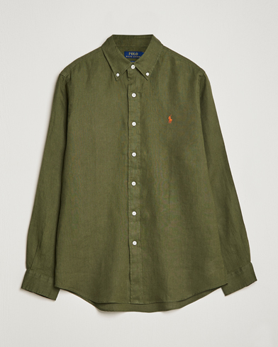 Herre | The linen lifestyle | Polo Ralph Lauren | Custom Fit Linen Button Down Dark Sage