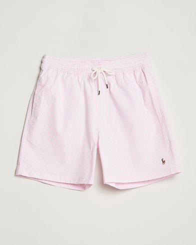 Herre | Badebukser | Polo Ralph Lauren | Recyceled Traveler Boxer Seersucker Swimshorts Pink/White