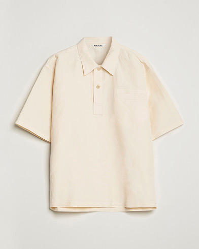 Herre | Kortærmede skjorter | Auralee | Finx Linen Half Sleeved Shirt Ecru