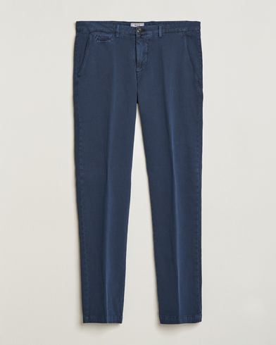 Herre | The linen lifestyle | Briglia 1949 | Slim Fit Diagonal Cotton Stretch Trousers Navy