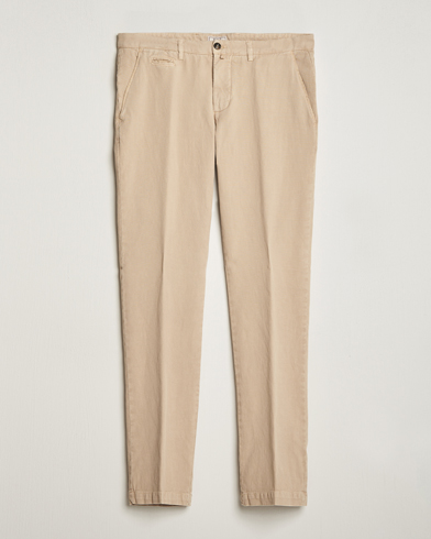 Herre | Hørbukser | Briglia 1949 | Slim Fit Diagonal Cotton Stretch Trousers Beige