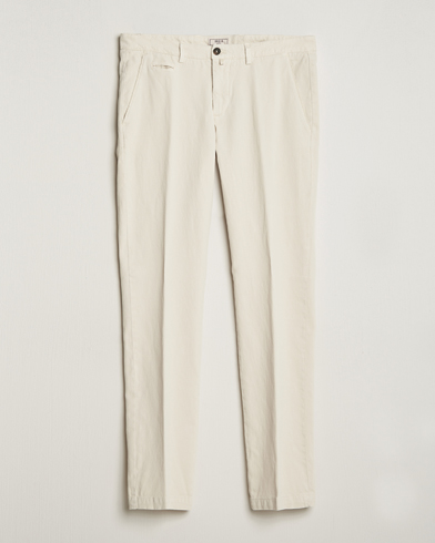 Herre | Hørbukser | Briglia 1949 | Slim Fit Diagonal Cotton Stretch Trousers Cream