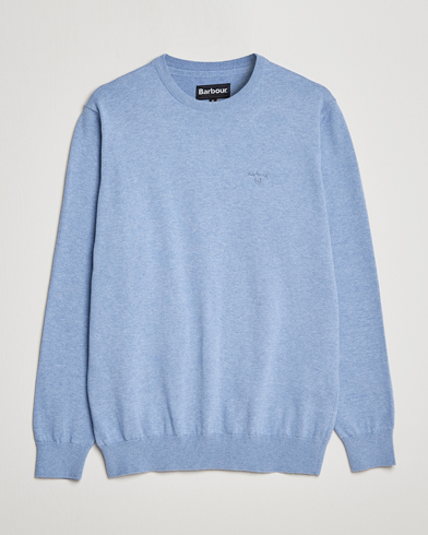Herre | Pullovers med rund hals | Barbour Lifestyle | Pima Cotton Crew Neck Chambray Blue