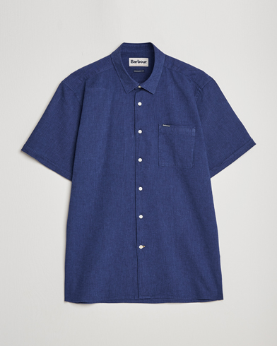 Herre | Kortærmede skjorter | Barbour Lifestyle | Tailored Fit Nelson Cotton/Linen Shirt Indigo