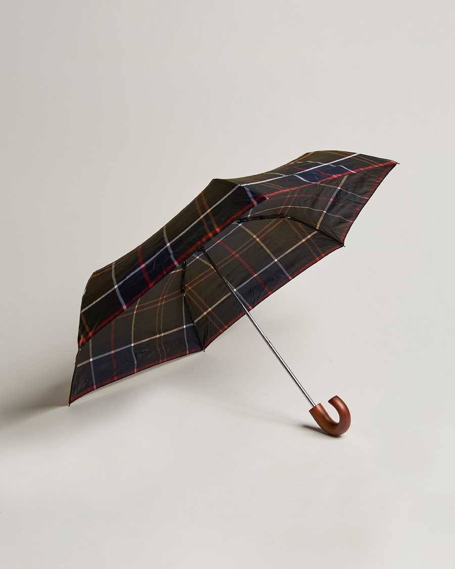 Barbour Lifestyle Telescopic Tartan Umbrella Classic – Grøn
