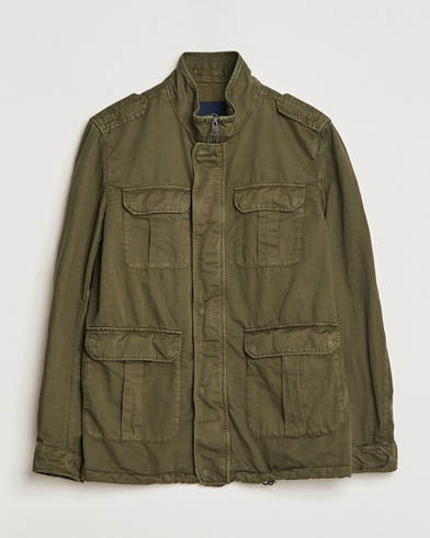 Herre | Field jackets | Herno | Washed Cotton/Linen Field Jacket Army Green