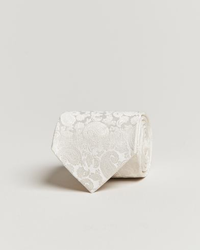 Herre | Slips | Amanda Christensen | Silk Tonal Paisley Tie 8 cm Cream