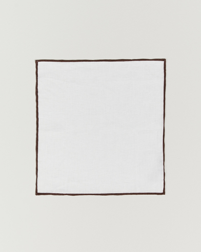 Herre | Lommeklude | Amanda Christensen | Linen Paspoal Pocket Square White/Brown