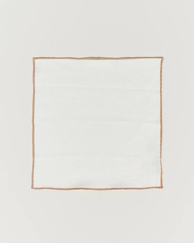 Herre | Lommeklude | Amanda Christensen | Linen Paspoal Pocket Square Sand/White