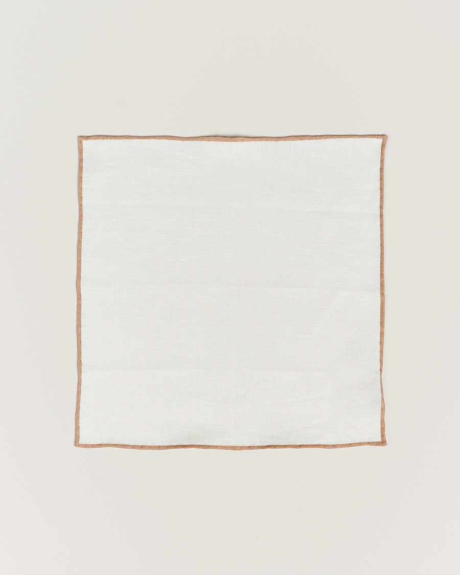 Amanda Christensen Linen Paspoal Pocket Square Sand/White – Hvid