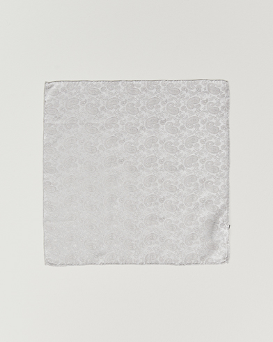 Herre | Lommeklude | Amanda Christensen | Tonal Paisley Silk Pocket Square Silver