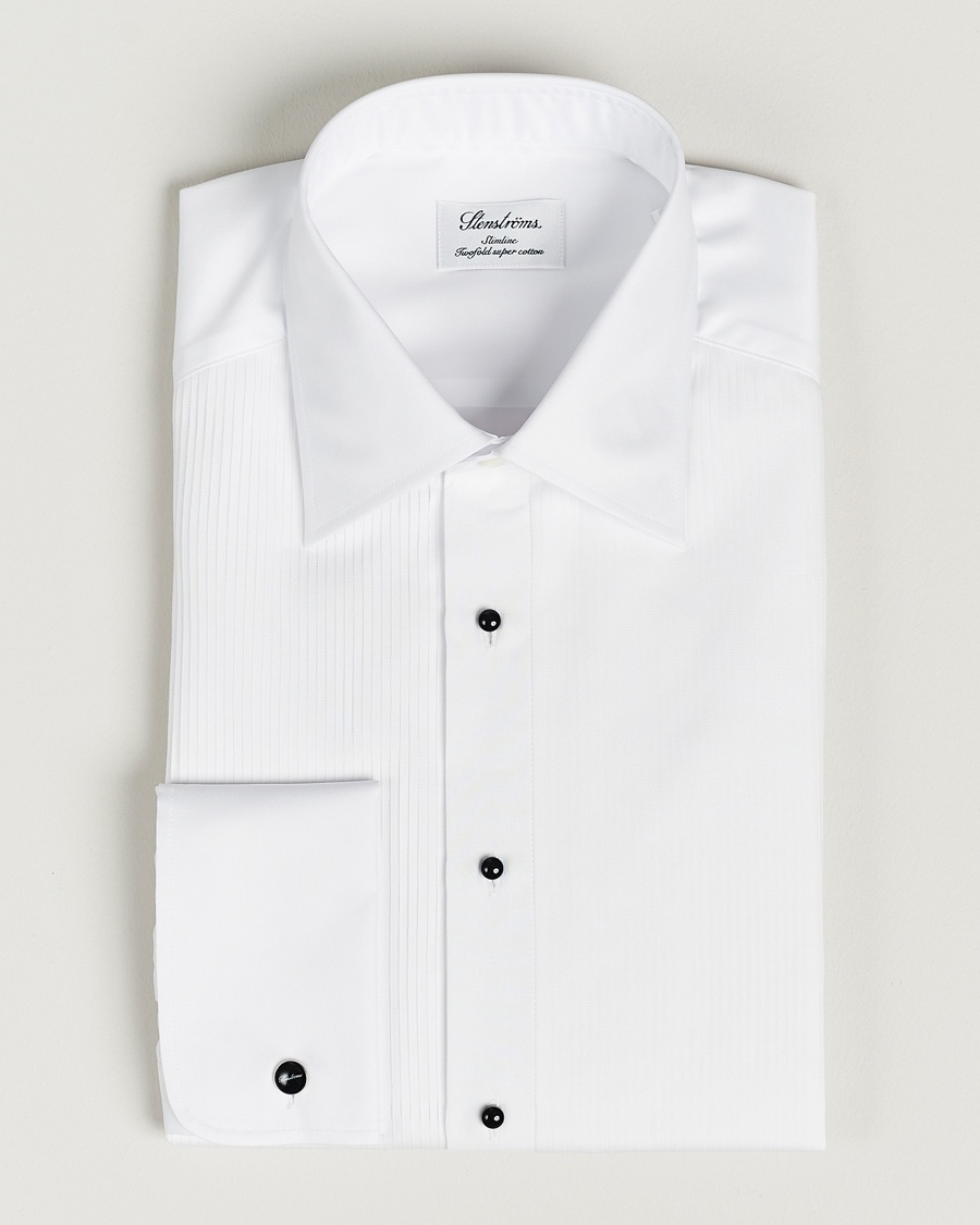 Stenströms Slimline Open Smoking Shirt White – Hvid