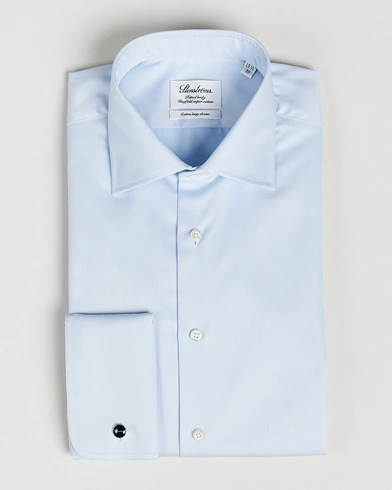 Herre |  | Stenströms | Fitted Body X-Long Sleeve Double Cuff Shirt Light Blue