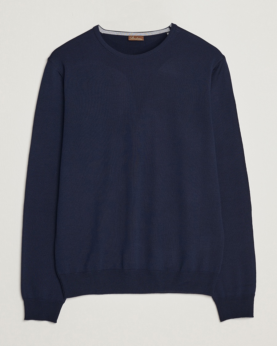  Merino Patch Crew Neck Navy/Light Grey