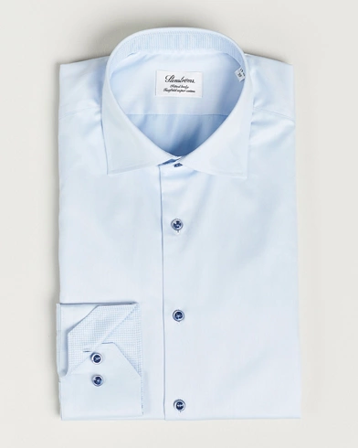 Herre | Mørkt tøj | Stenströms | Fitted Body Contrast Twill Shirt Light Blue