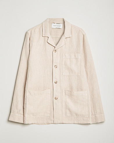 Herre | Sommer | A Day's March | Bangher Linen Overshirt Oyster