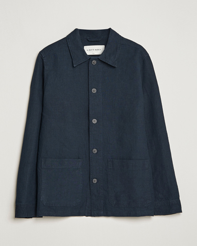 Herre | Casual | A Day's March | Original Linen Overshirt Navy