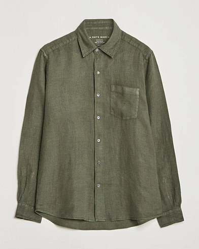 Herre | Casual | A Day's March | Abu Linen Shirt Seaweed